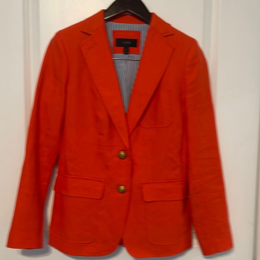 JCrew Orange Linen Blazer Size 0